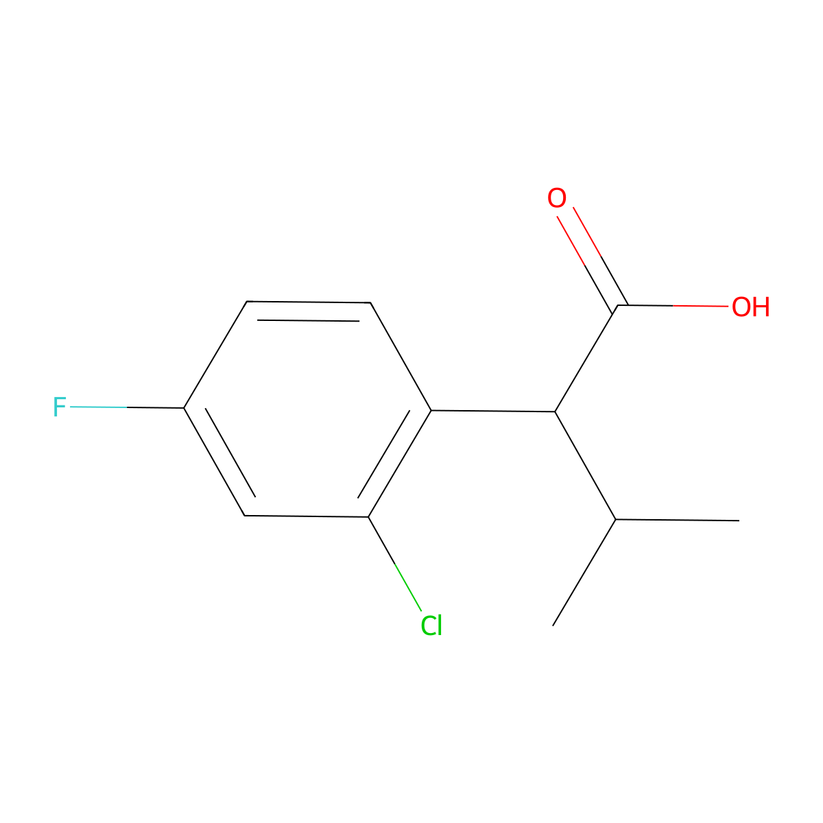 2-(2-Chloro-4-fluorophenyl)-3-methylbutanoic acid molecular structure, CAS 1514002-26-6