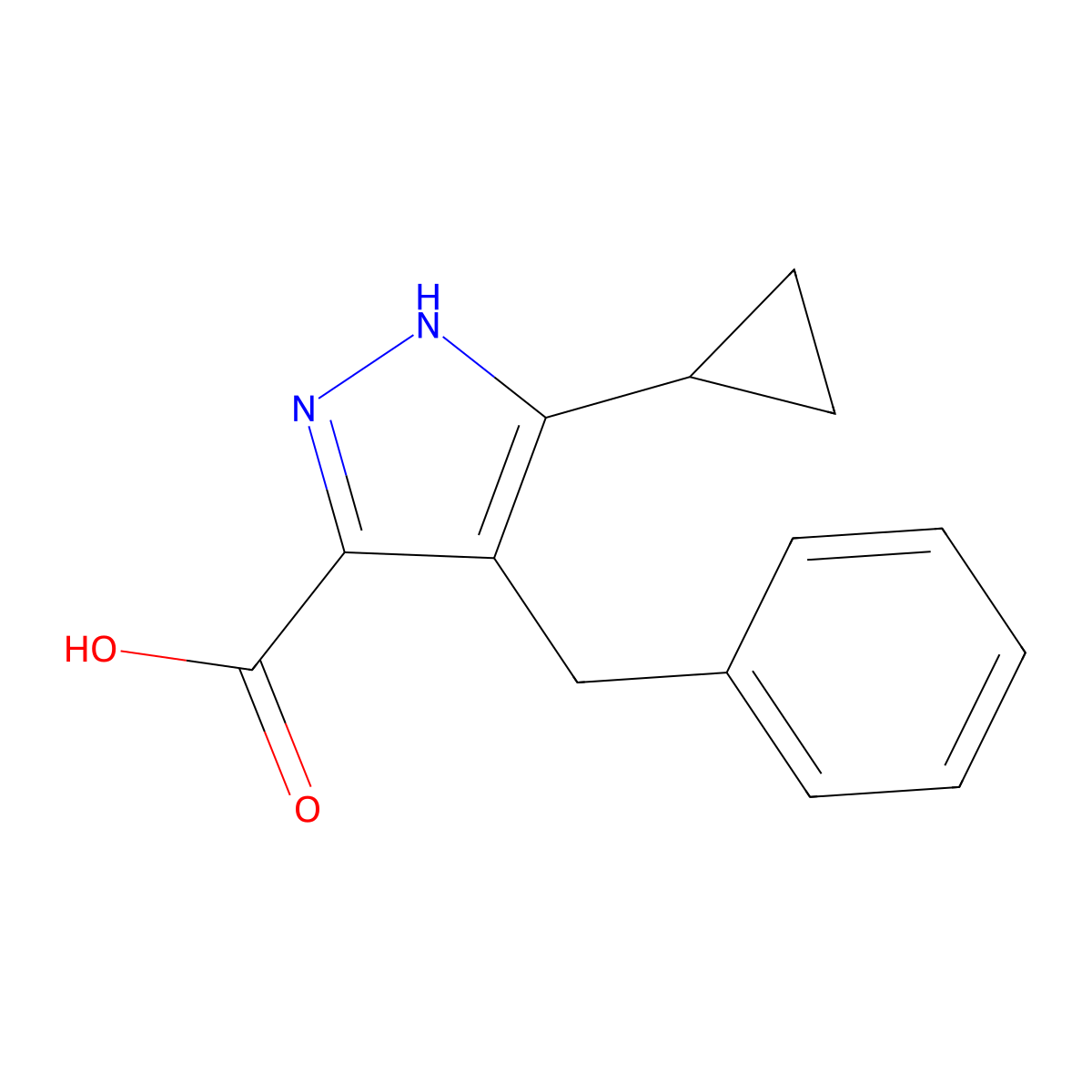 4-benzyl-3-cyclopropyl-1H-pyrazole-5-carboxylic acid molecular structure, CAS 1514002-68-6
