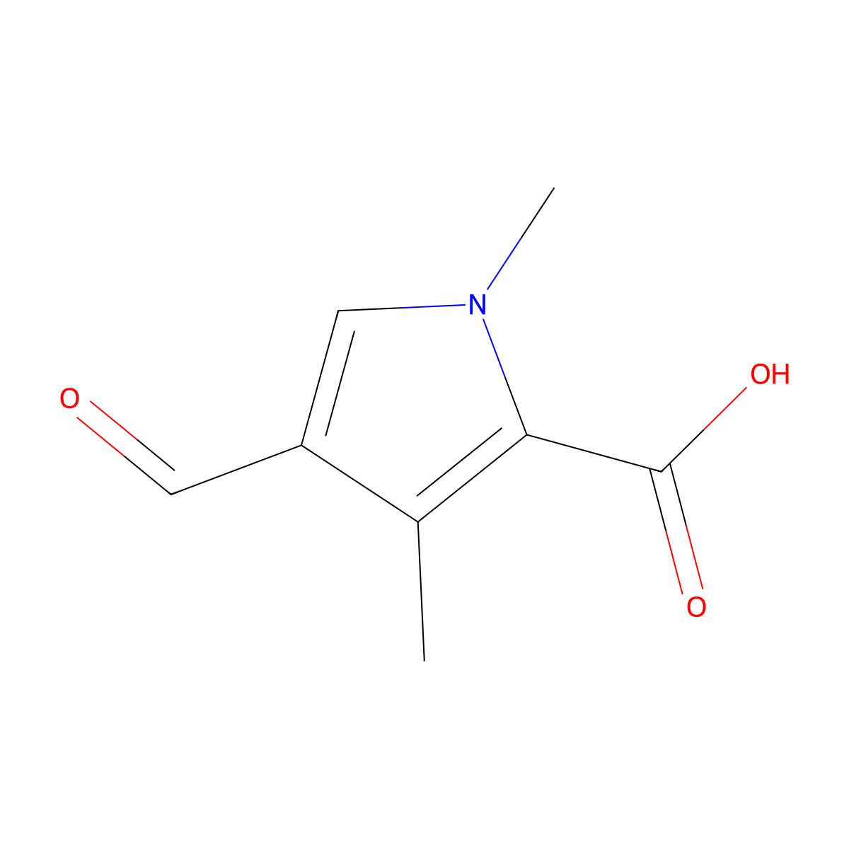 4-formyl-1,3-dimethyl-1H-pyrrole-2-carboxylic acid molecular structure, CAS 1514018-47-3