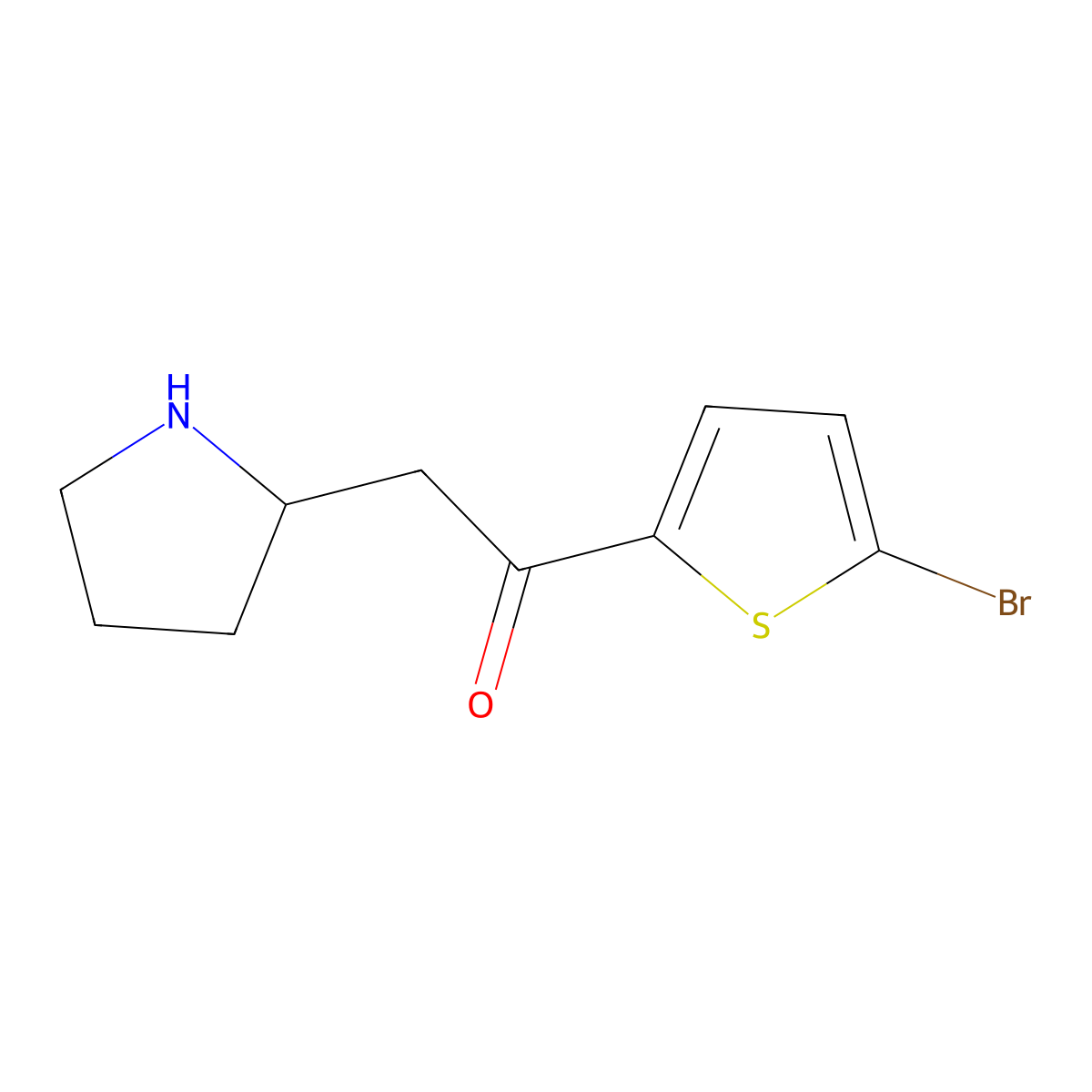 1-(5-Bromothiophen-2-yl)-2-(pyrrolidin-2-yl)ethan-1-one molecular structure, CAS 1514047-56-3