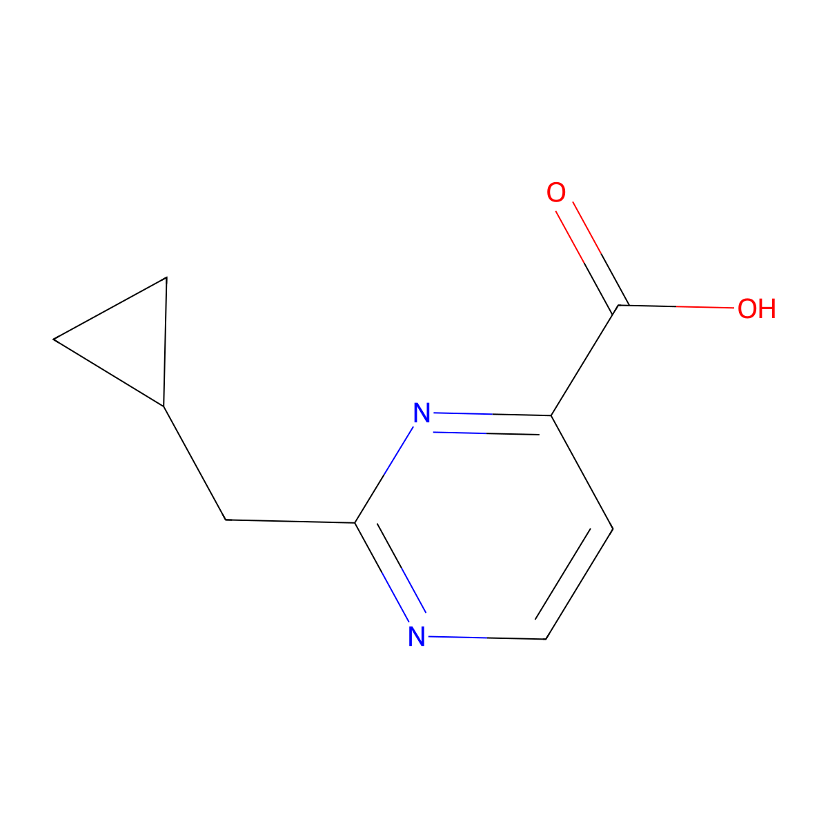 2-(Cyclopropylmethyl)pyrimidine-4-carboxylic acid molecular structure, CAS 1514060-35-5