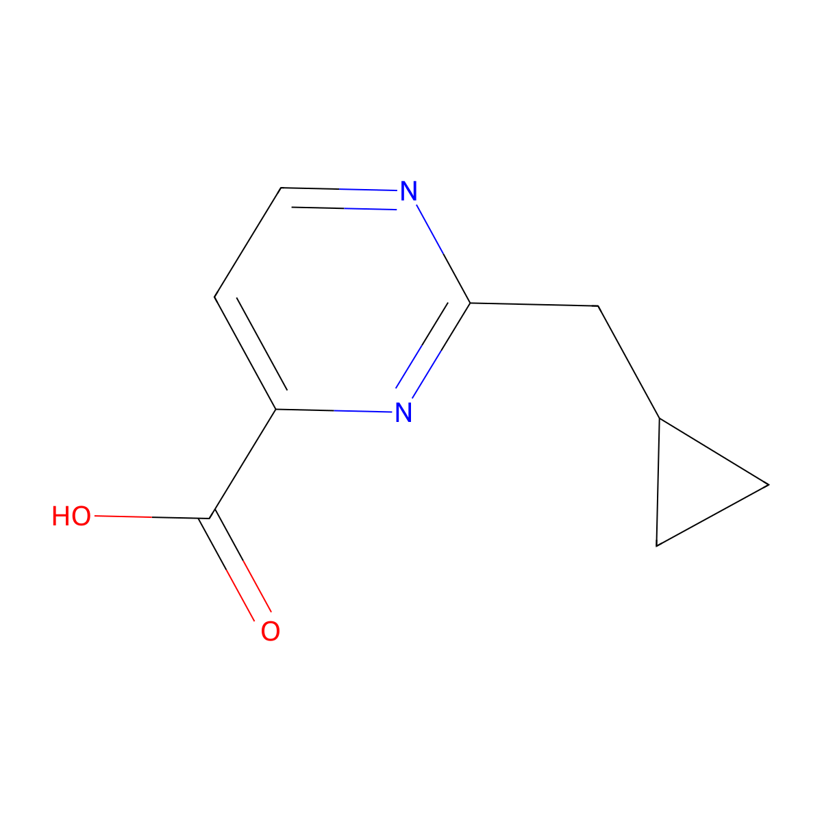 2-(Cyclopropylmethyl)pyrimidine-4-carboxylic acid molecular structure, CAS 1514060-35-5