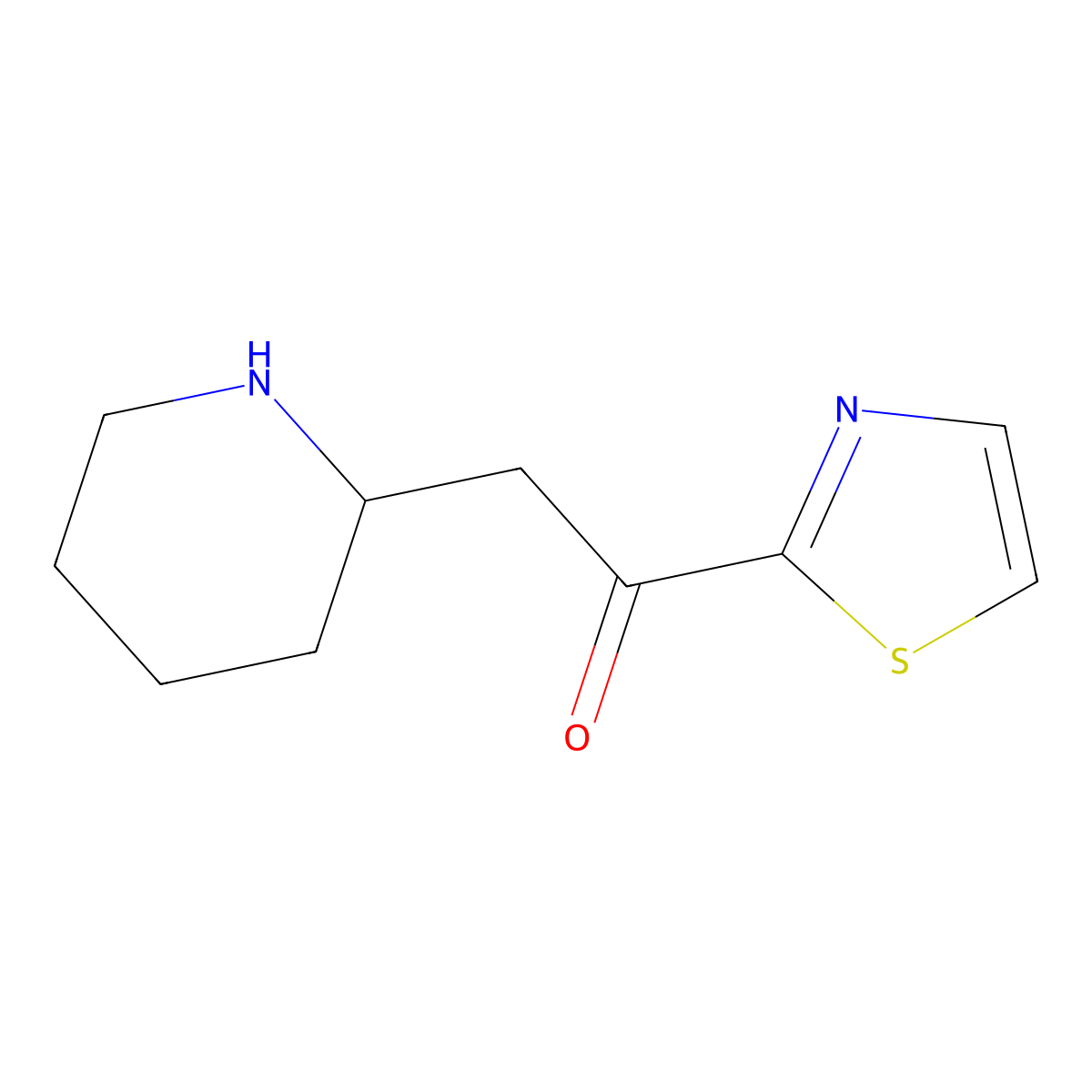 2-(Piperidin-2-yl)-1-(1,3-thiazol-2-yl)ethan-1-one molecular structure, CAS 1514062-91-9