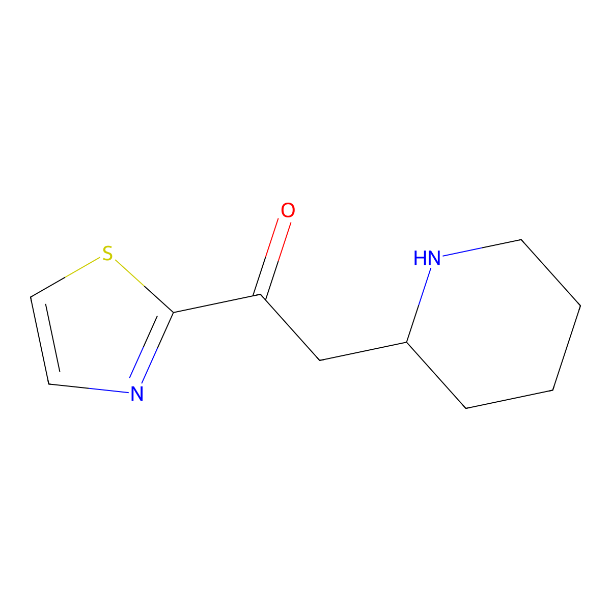 2-(Piperidin-2-yl)-1-(1,3-thiazol-2-yl)ethan-1-one molecular structure, CAS 1514062-91-9
