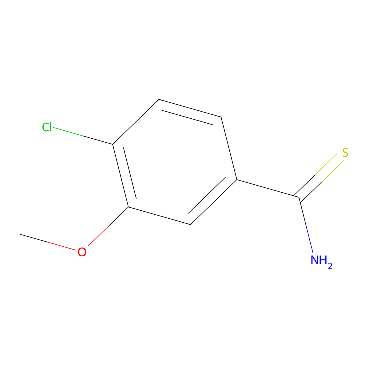 4-Chloro-3-methoxybenzene-1-carbothioamide molecular structure, CAS 1514086-83-9