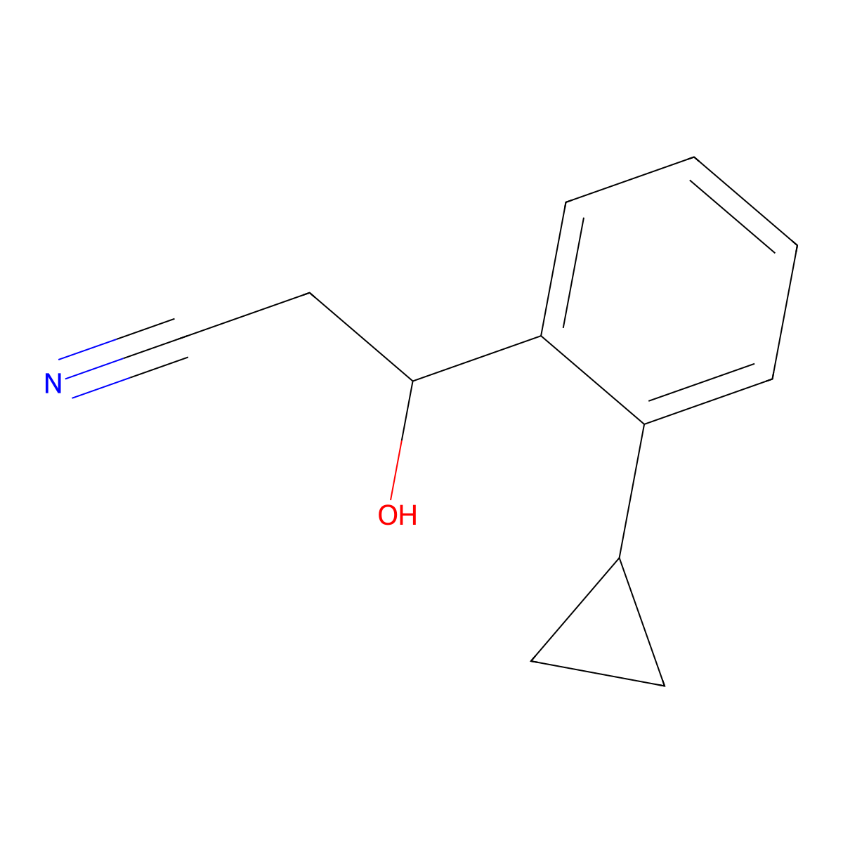 3-(2-Cyclopropylphenyl)-3-hydroxypropanenitrile molecular structure, CAS 1514088-31-3