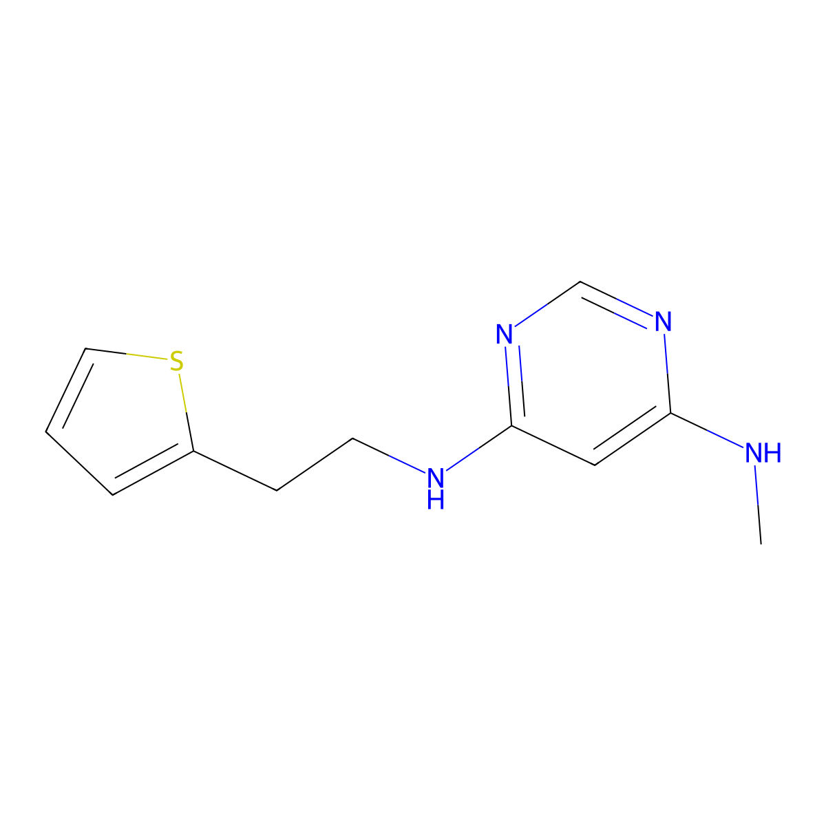 N4-methyl-N6-(2-(thiophen-2-yl)ethyl)pyrimidine-4,6-diamine molecular structure, CAS 1514096-23-1