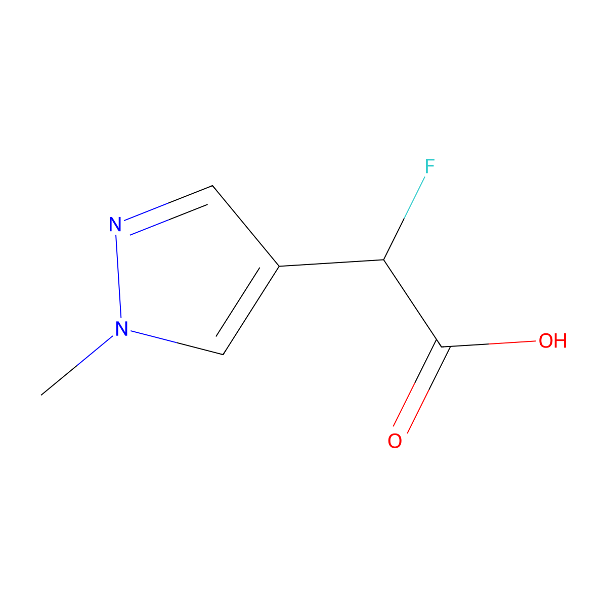 2-fluoro-2-(1-methyl-1H-pyrazol-4-yl)acetic acid molecular structure, CAS 1514098-05-5