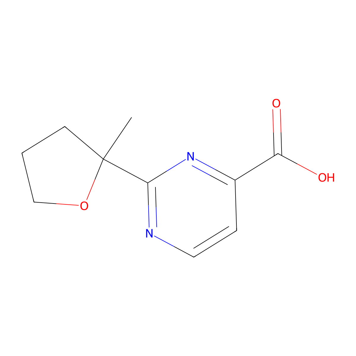 2-(2-Methyloxolan-2-yl)pyrimidine-4-carboxylic acid molecular structure, CAS 1514109-21-7