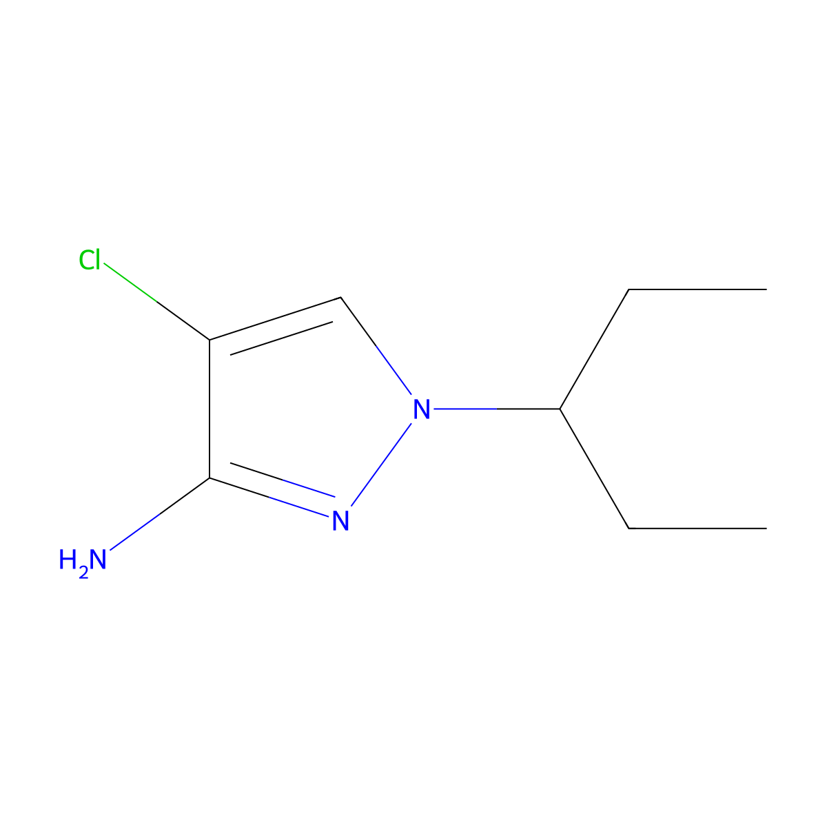 4-chloro-1-(pentan-3-yl)-1H-pyrazol-3-amine molecular structure, CAS 1514121-31-3