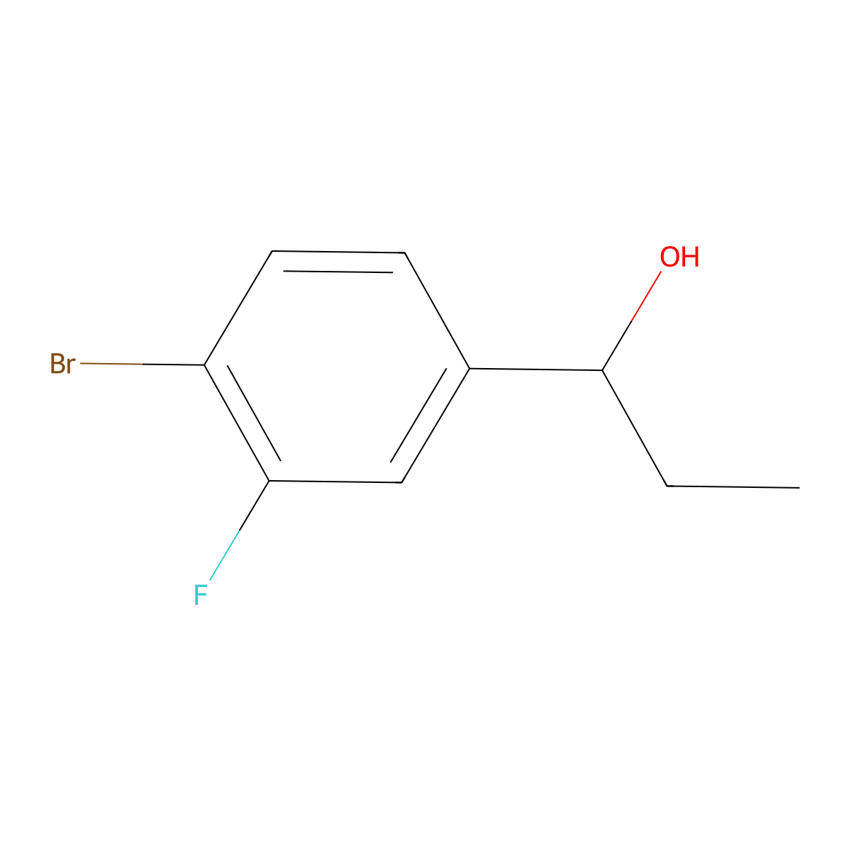 4-Bromo-|A-ethyl-3-fluorobenzenemethanol molecular structure, CAS 1514143-94-2