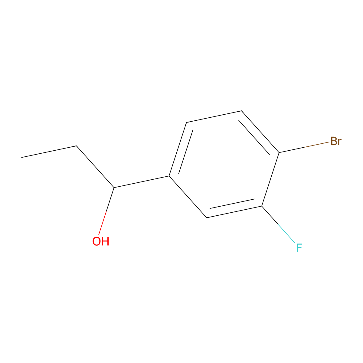 4-Bromo-|A-ethyl-3-fluorobenzenemethanol molecular structure, CAS 1514143-94-2