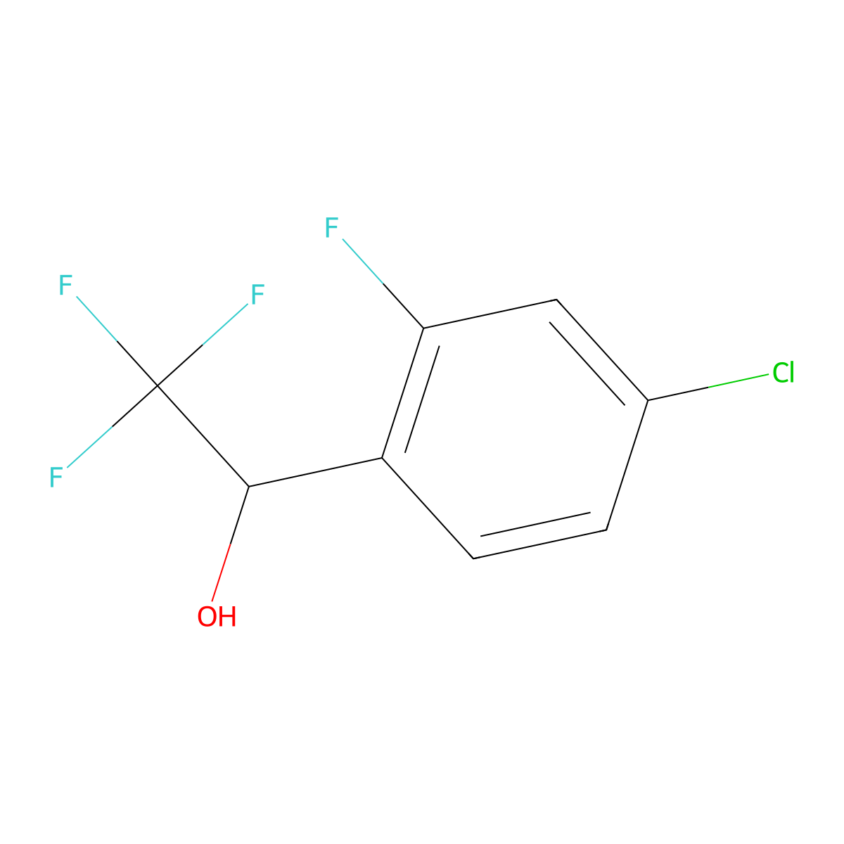 1-(4-Chloro-2-fluorophenyl)-2,2,2-trifluoroethan-1-ol molecular structure, CAS 1514167-13-5