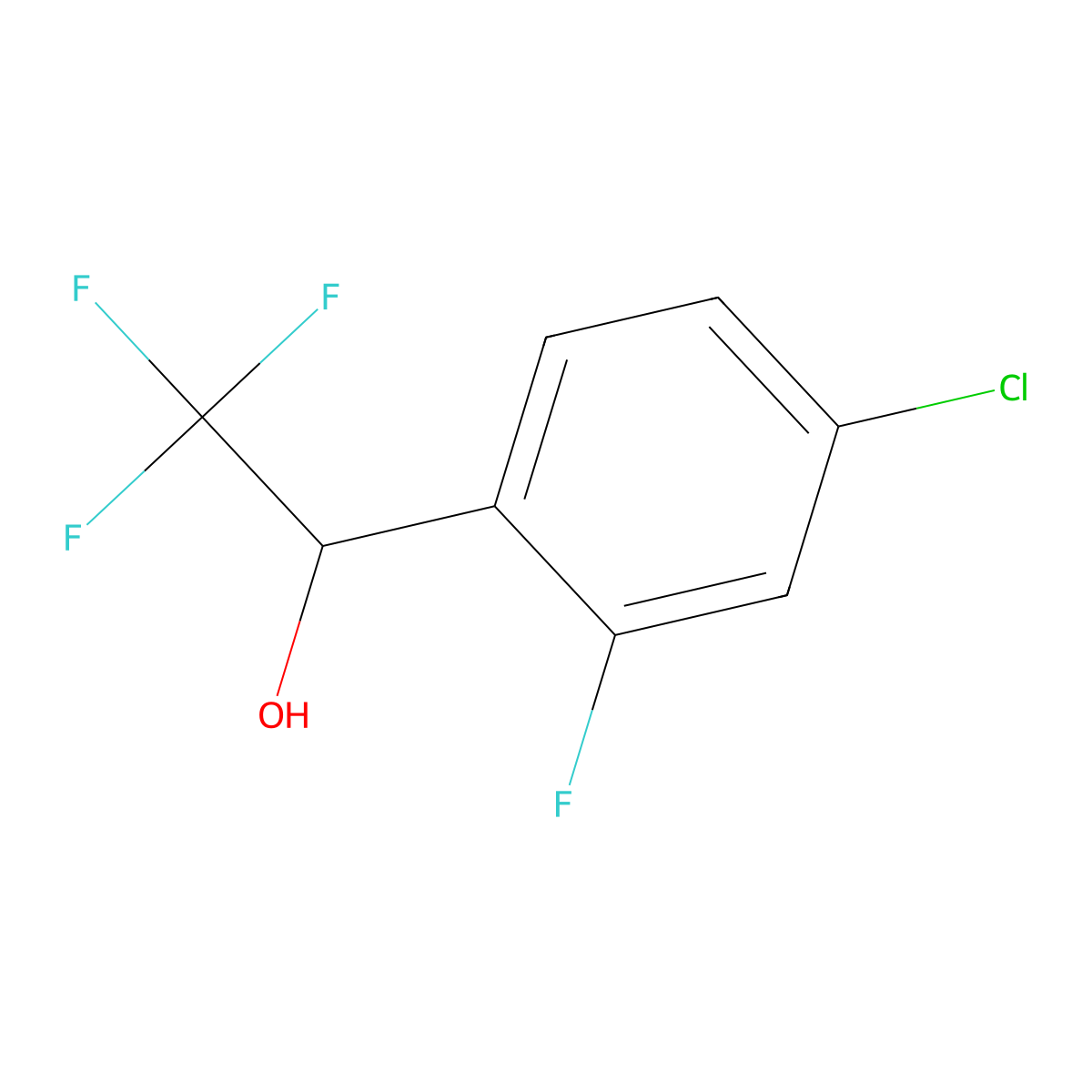 1-(4-Chloro-2-fluorophenyl)-2,2,2-trifluoroethan-1-ol molecular structure, CAS 1514167-13-5