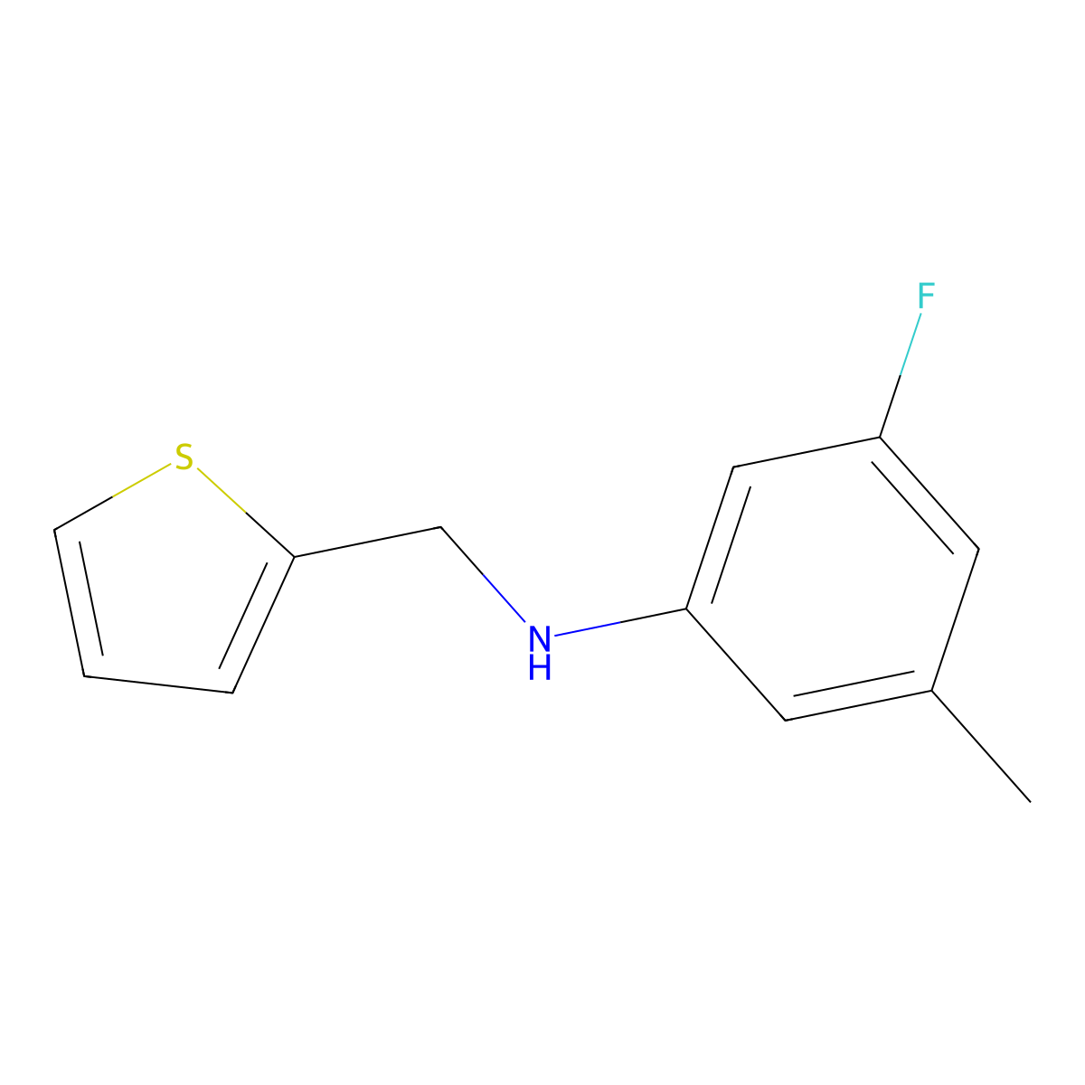 3-fluoro-5-methyl-N-[(thiophen-2-yl)methyl]aniline molecular structure, CAS 1514194-28-5