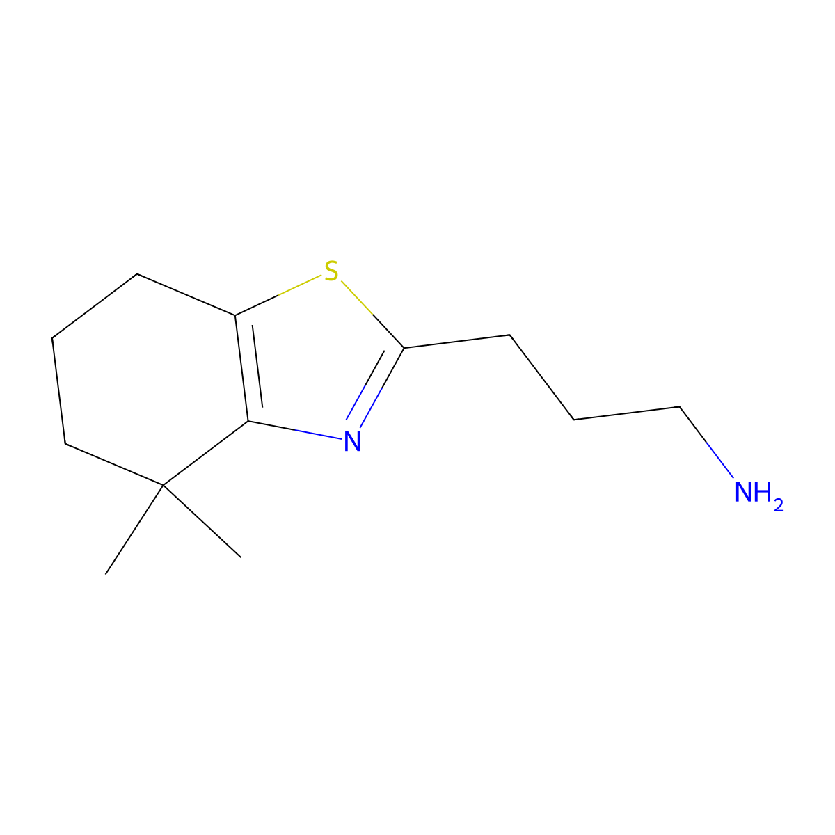 3-(4,4-Dimethyl-4,5,6,7-tetrahydrobenzo[d]thiazol-2-yl)propan-1-amine molecular structure, CAS 1514195-52-8