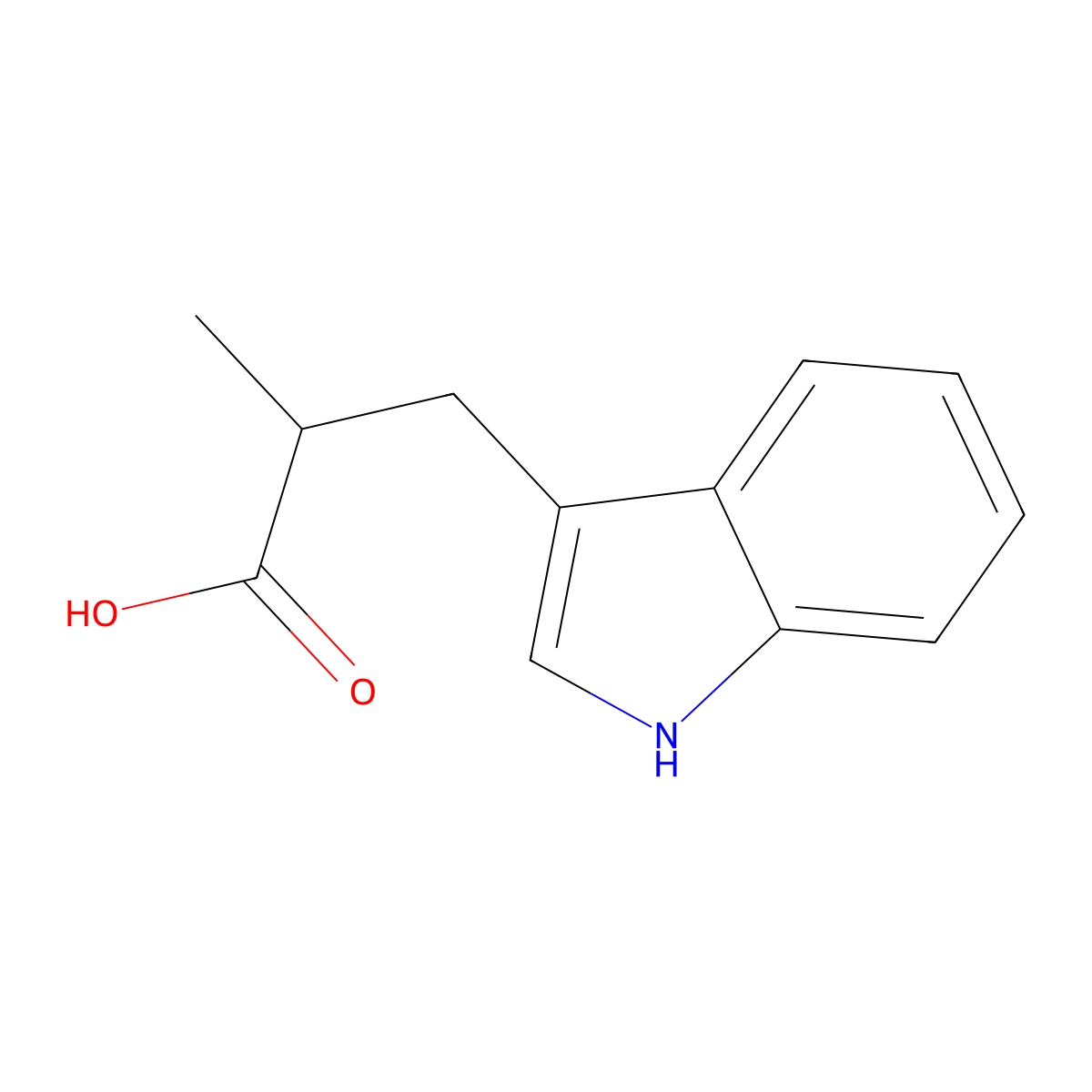 3-(1H-indol-3-yl)-2-methylpropanoic acid molecular structure, CAS 15142-91-3