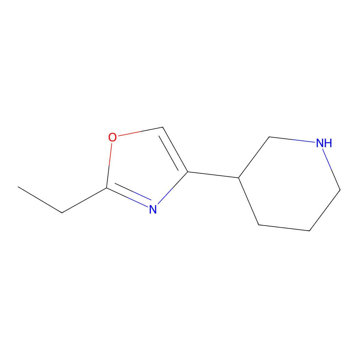 2-Ethyl-4-(piperidin-3-yl)oxazole molecular structure, CAS 1514216-50-2
