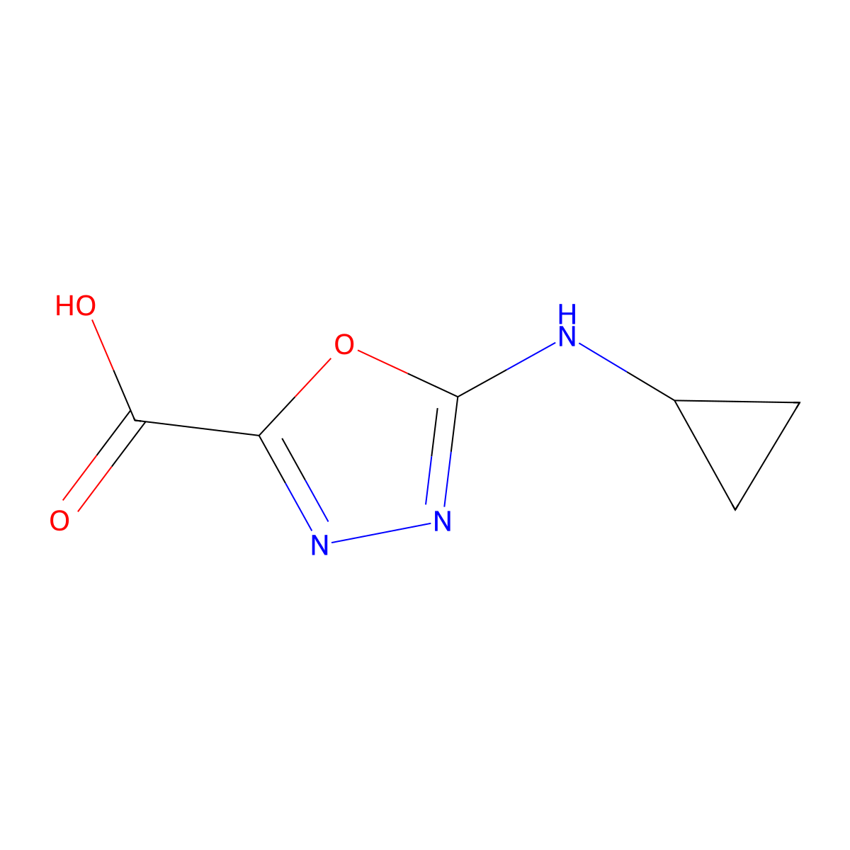 5-(Cyclopropylamino)-1,3,4-oxadiazole-2-carboxylic acid molecular structure, CAS 1514285-92-7