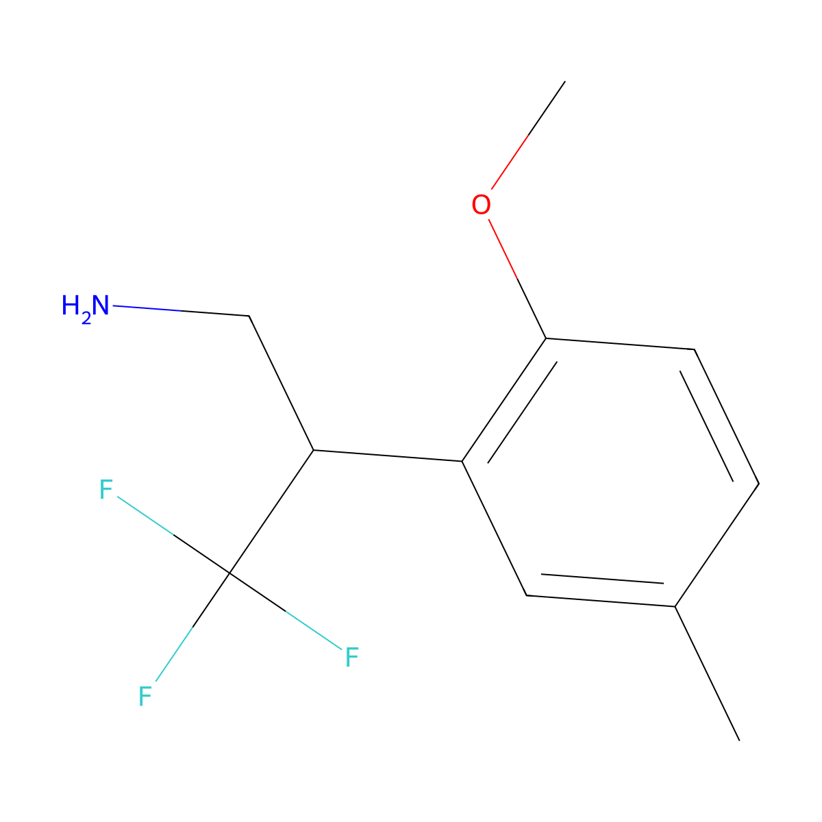 3,3,3-Trifluoro-2-(2-methoxy-5-methylphenyl)propan-1-amine molecular structure, CAS 1514300-29-8