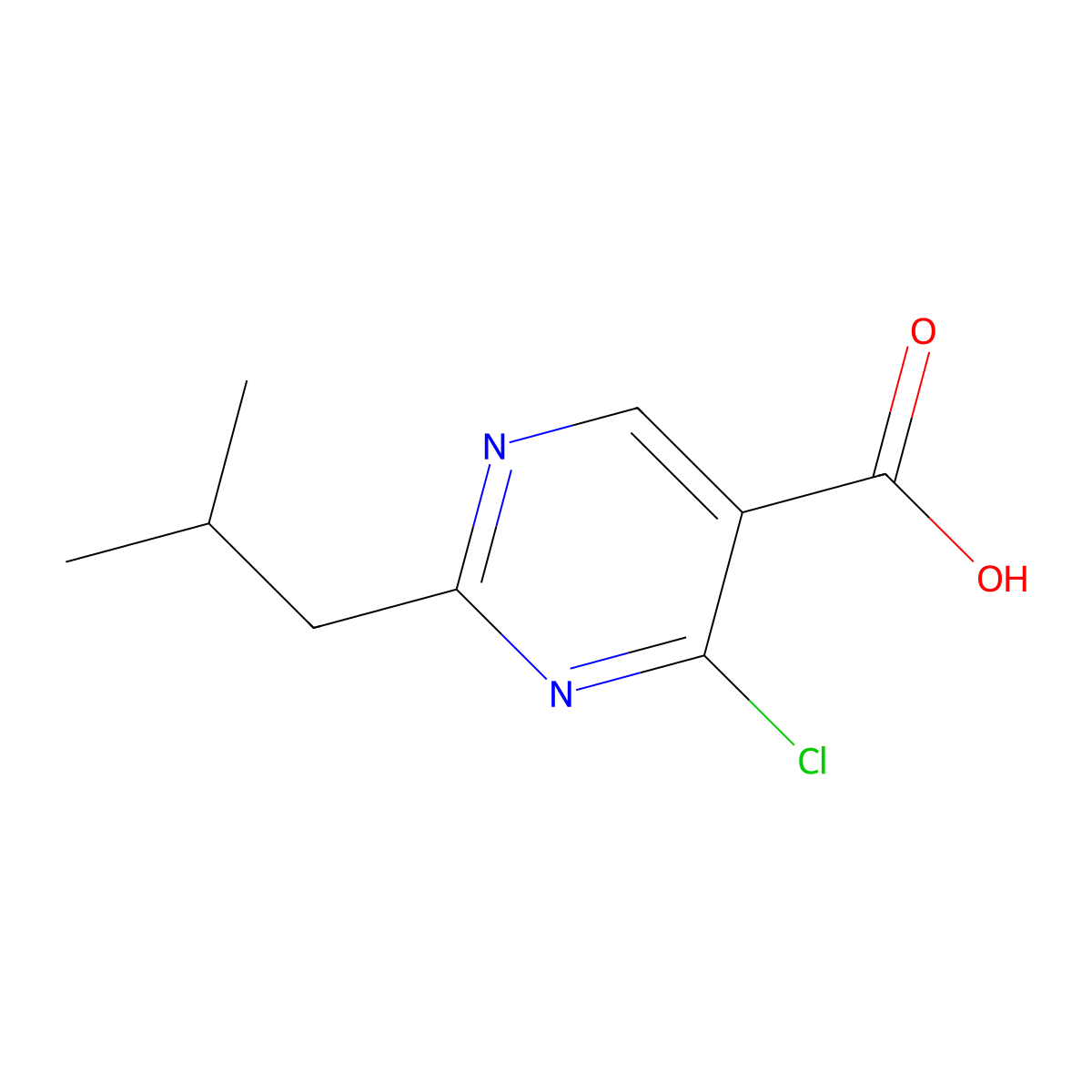 4-Chloro-2-(2-methylpropyl)pyrimidine-5-carboxylic acid molecular structure, CAS 1514314-16-9