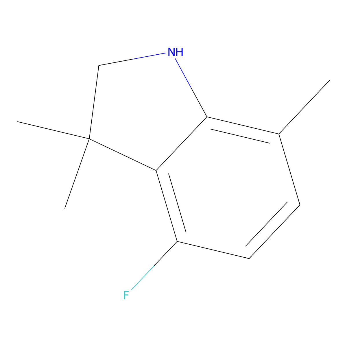 4-fluoro-3,3,7-trimethyl-2,3-dihydro-1H-indole molecular structure, CAS 1514315-03-7