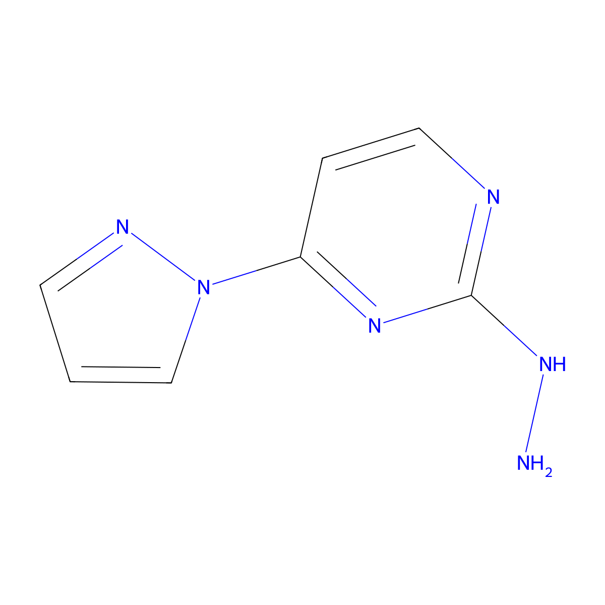 2-hydrazinyl-4-(1H-pyrazol-1-yl)pyrimidine molecular structure, CAS 1514318-15-0