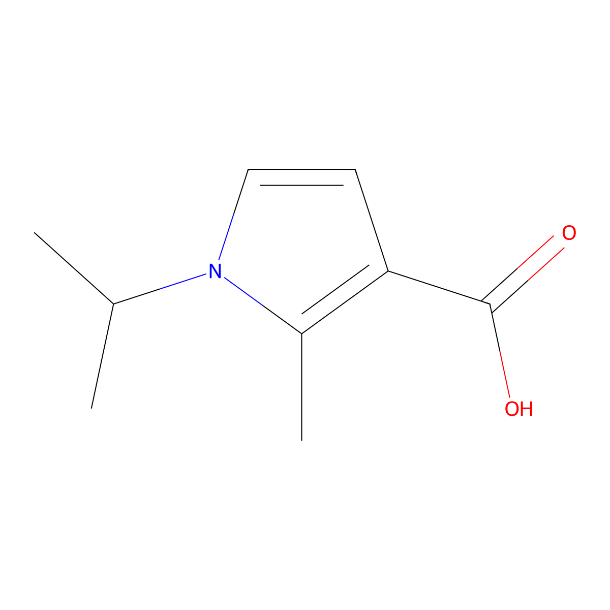 2-methyl-1-(propan-2-yl)-1H-pyrrole-3-carboxylic acid molecular structure, CAS 1514322-08-7