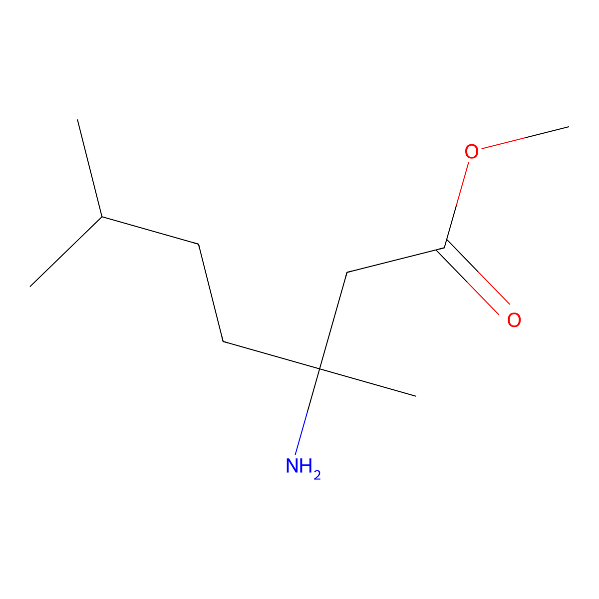 Methyl 3-amino-3,6-dimethylheptanoate molecular structure, CAS 1514341-98-0