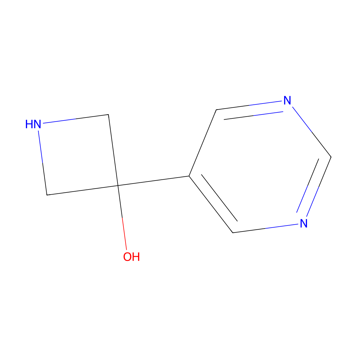 3-(Pyrimidin-5-yl)azetidin-3-ol molecular structure, CAS 1514348-73-2