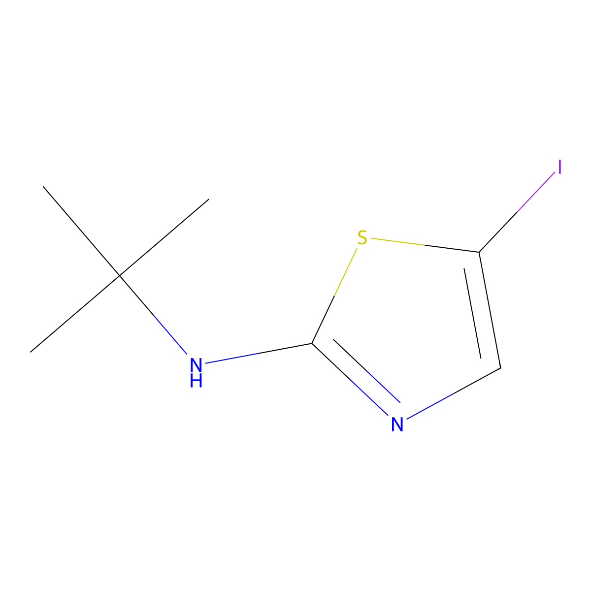 N-tert-butyl-5-iodo-1,3-thiazol-2-amine molecular structure, CAS 1514349-71-3