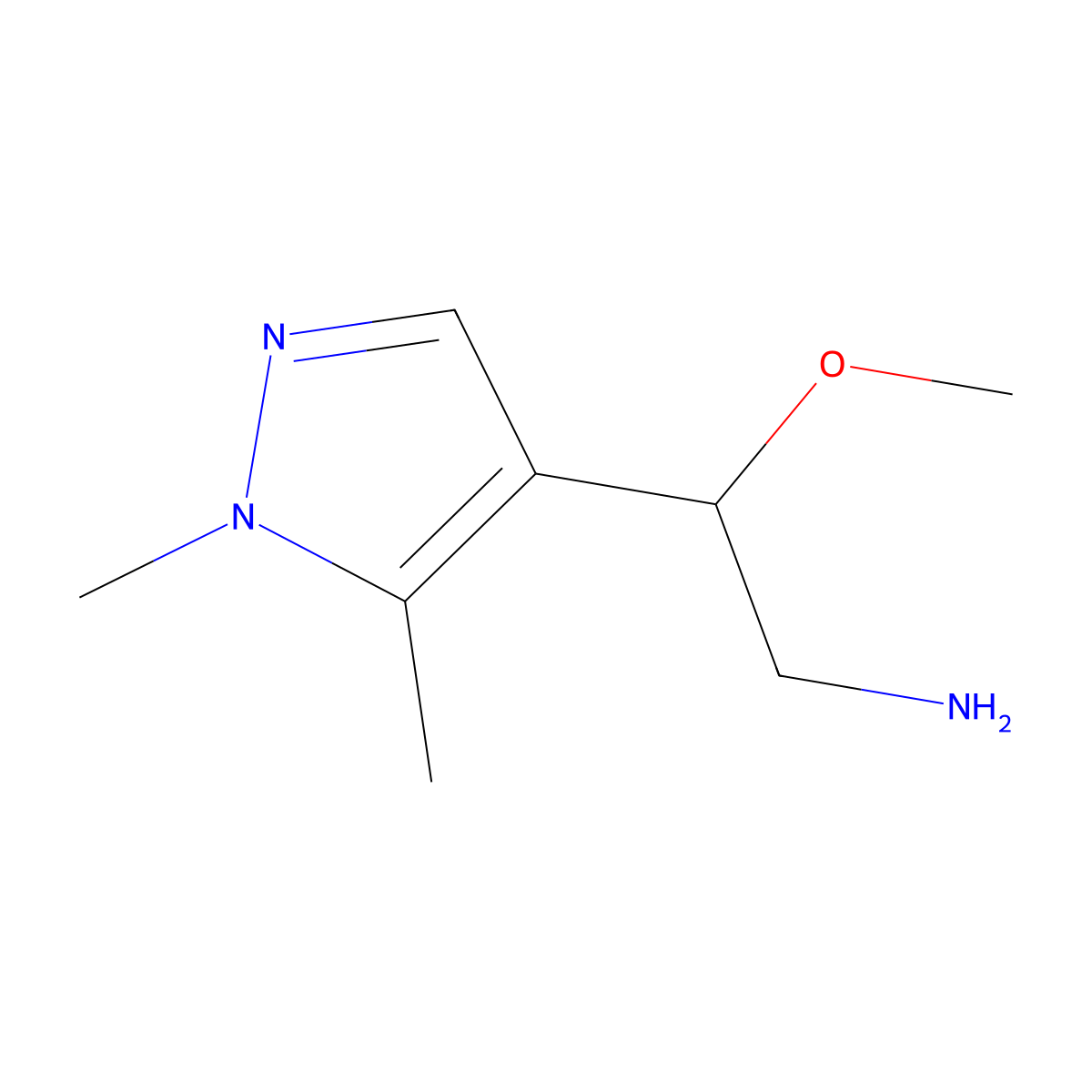 2-(1,5-Dimethyl-1H-pyrazol-4-yl)-2-methoxyethan-1-amine molecular structure, CAS 1514352-65-8