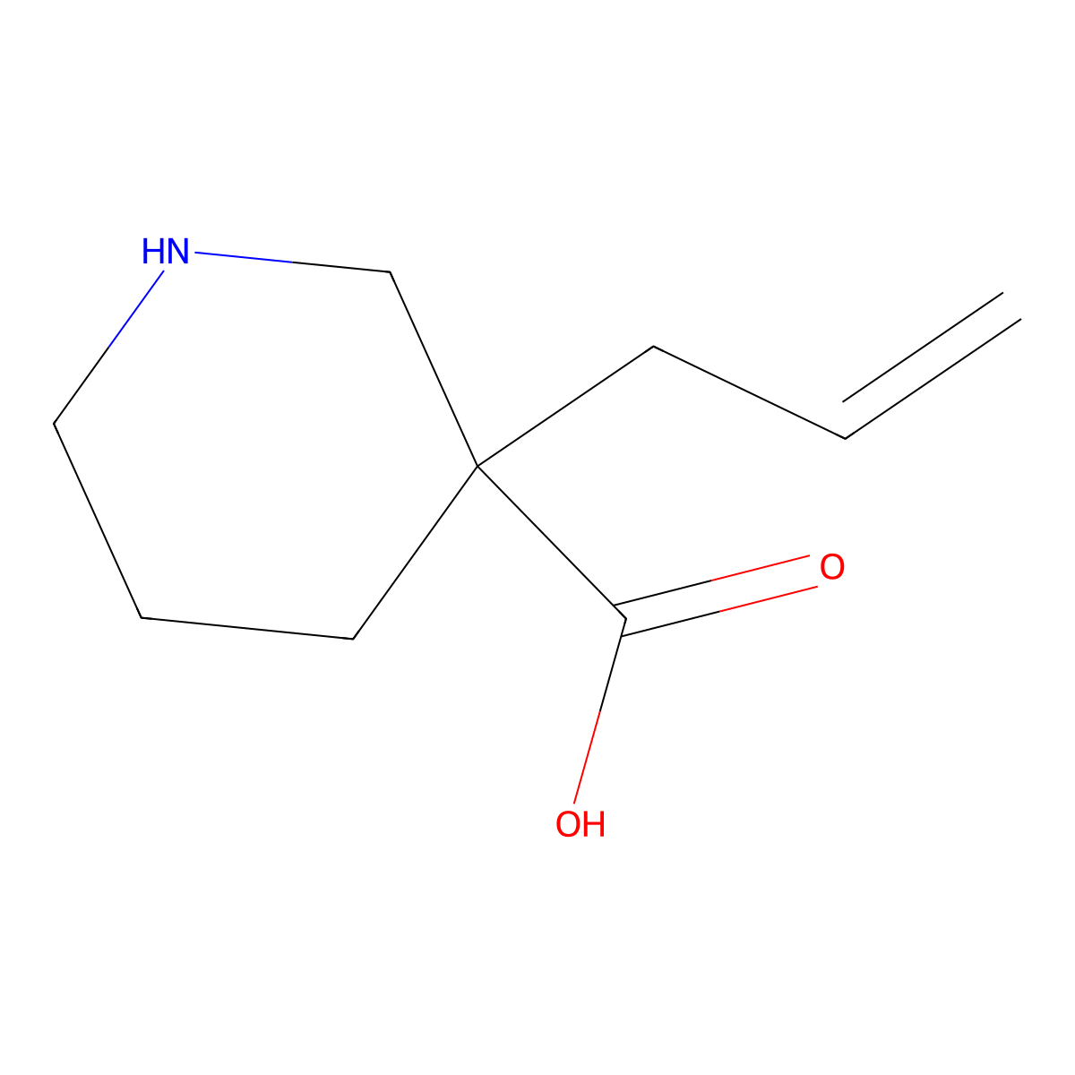 3-Allylpiperidine-3-carboxylic acid molecular structure, CAS 1514369-15-3