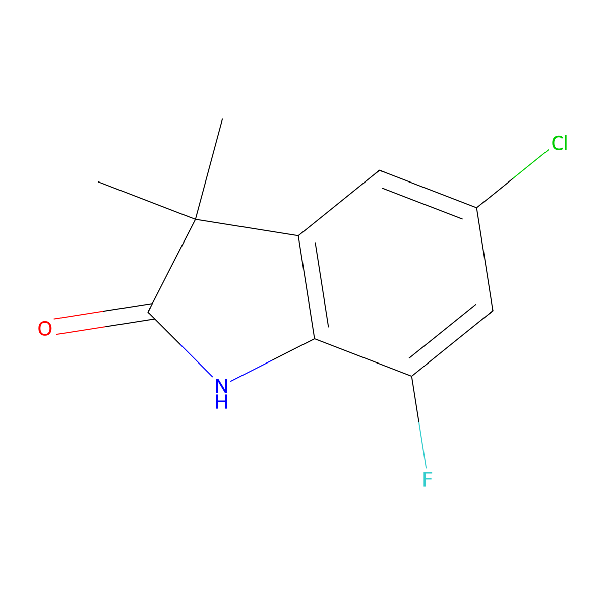 5-Chloro-7-fluoro-3,3-dimethyl-2,3-dihydro-1H-indol-2-one molecular structure, CAS 1514370-34-3