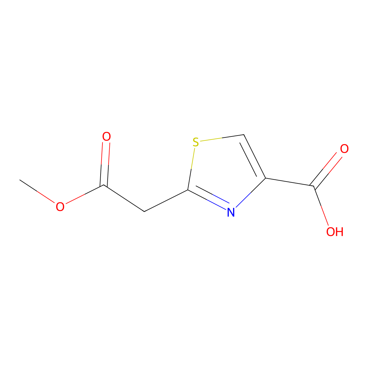 2-(2-Methoxy-2-oxoethyl)-1,3-thiazole-4-carboxylic acid molecular structure, CAS 1514371-53-9