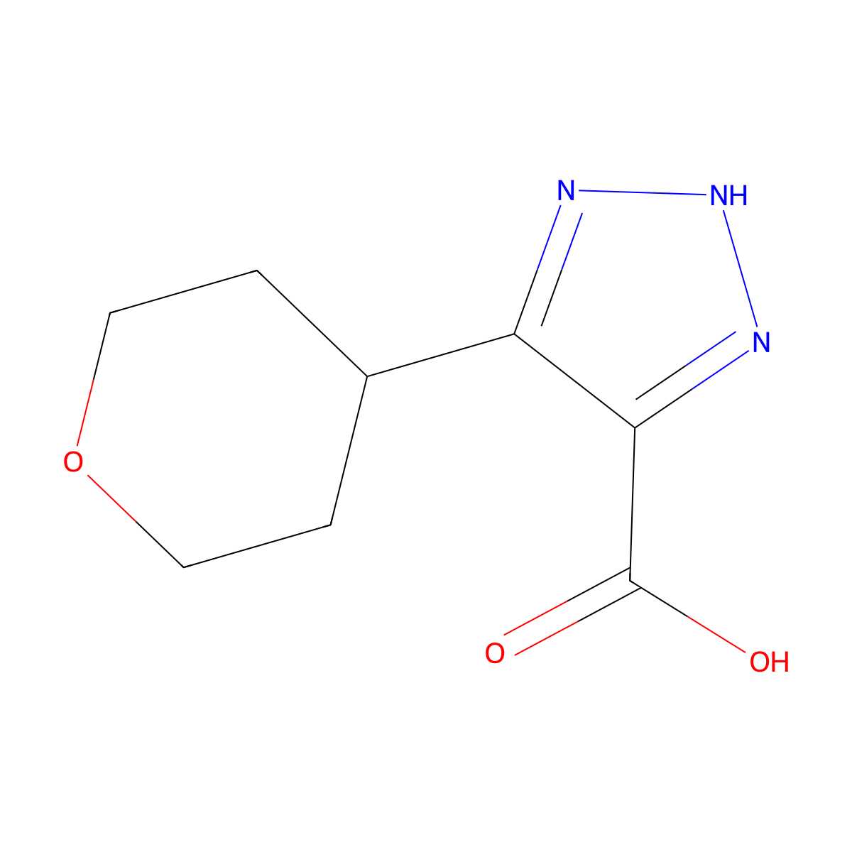 5-(oxan-4-yl)-1H-1,2,3-triazole-4-carboxylic acid molecular structure, CAS 1514410-96-8
