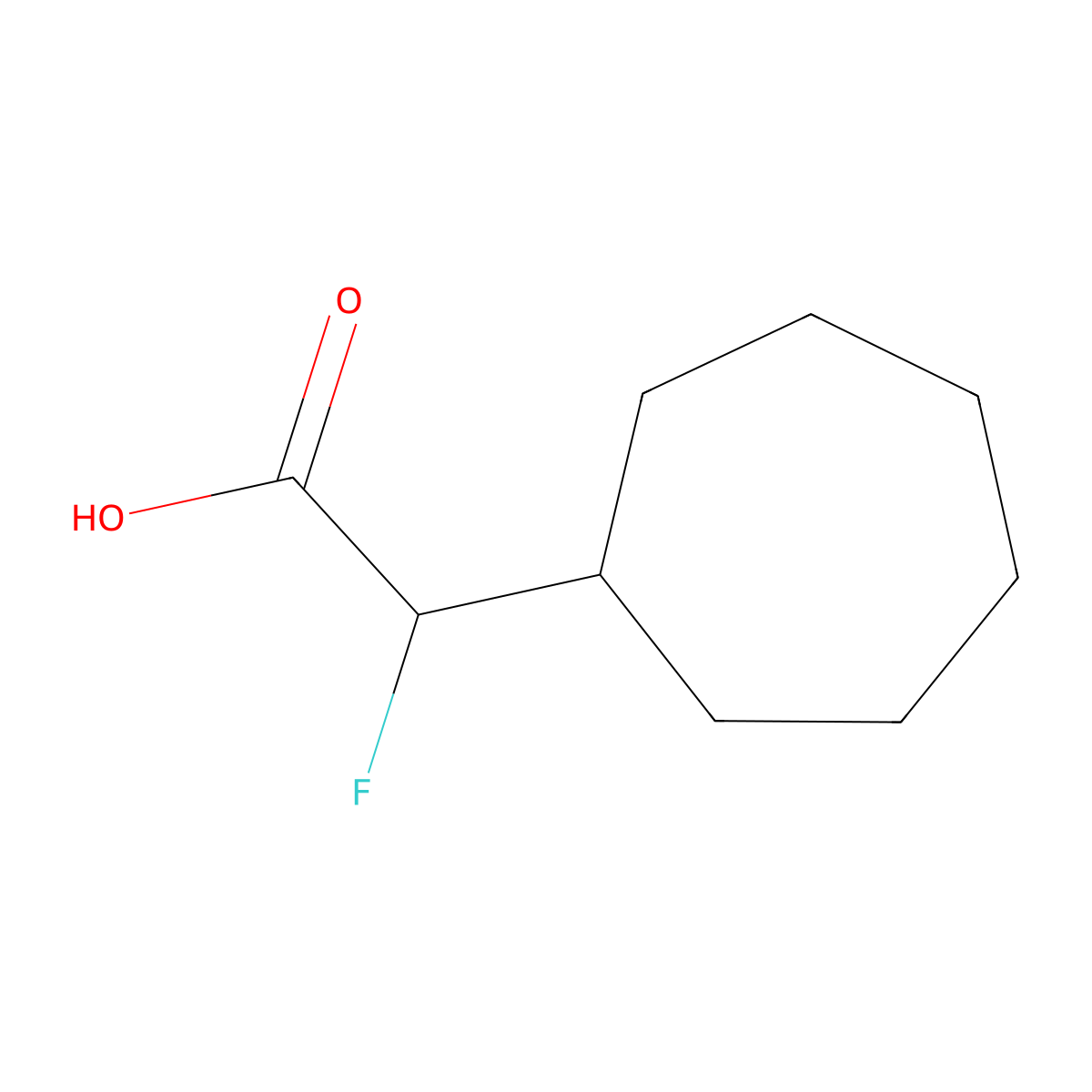 2-Cycloheptyl-2-fluoroacetic acid molecular structure, CAS 1514412-43-1