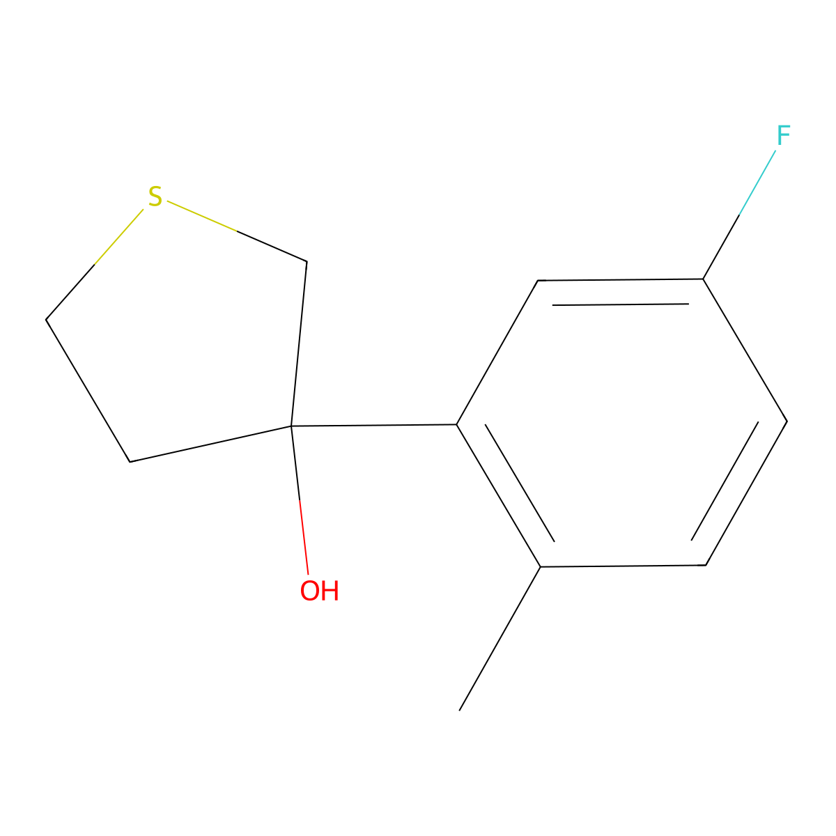 3-(5-Fluoro-2-methylphenyl)tetrahydrothiophene-3-ol molecular structure, CAS 1514417-13-0