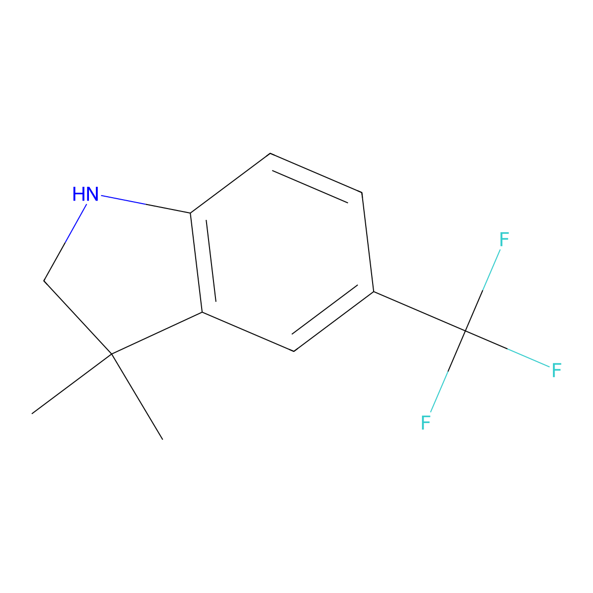 3,3-Dimethyl-5-(trifluoromethyl)indoline molecular structure, CAS 1514437-32-1