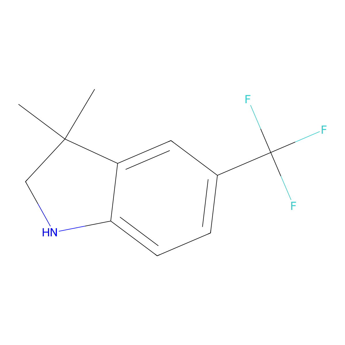 3,3-Dimethyl-5-(trifluoromethyl)indoline molecular structure, CAS 1514437-32-1