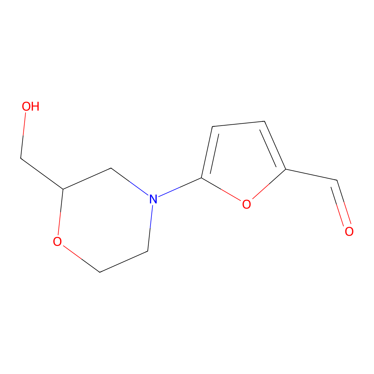 5-[2-(Hydroxymethyl)morpholin-4-YL]furan-2-carbaldehyde molecular structure, CAS 1514441-84-9