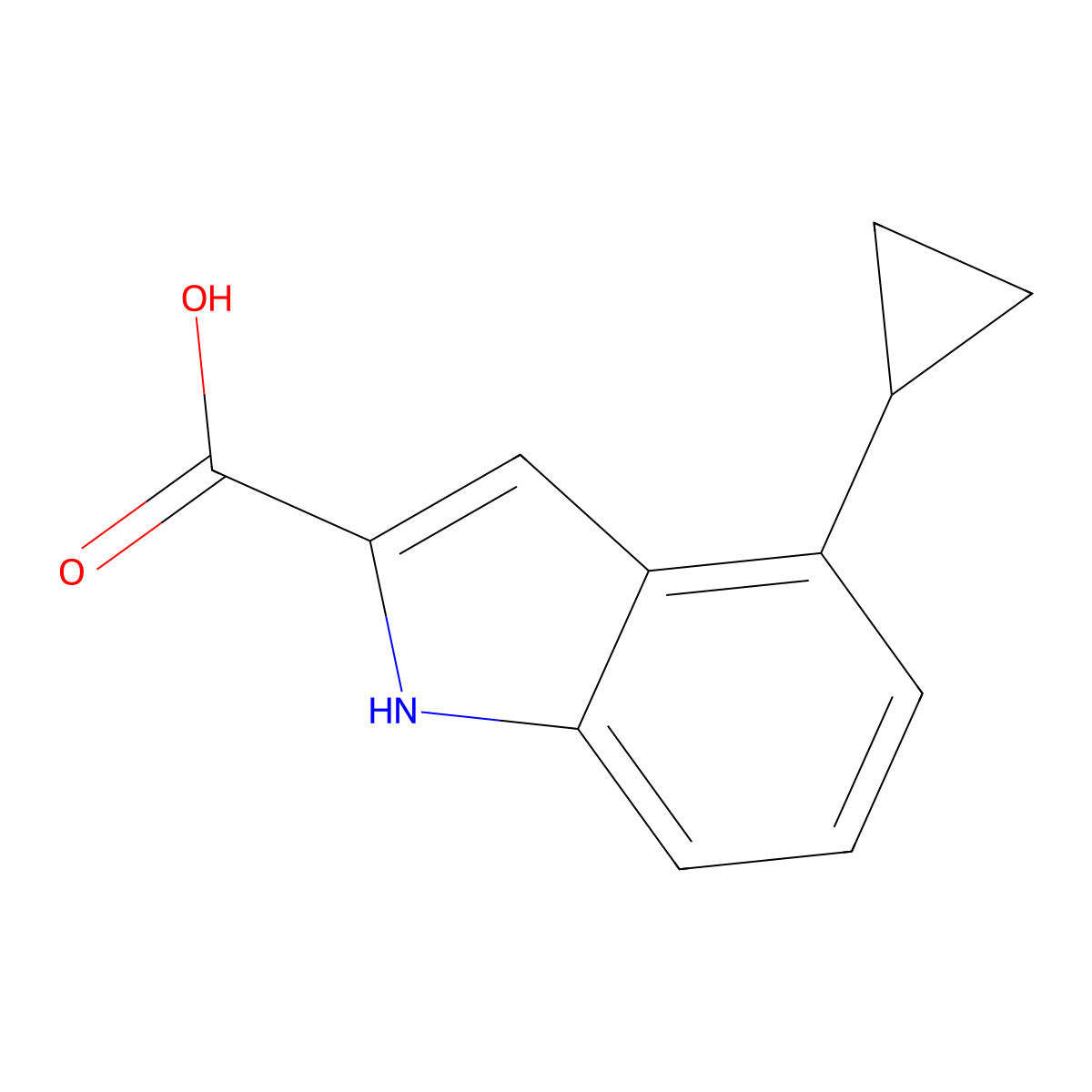 4-cyclopropyl-1H-indole-2-carboxylic acid molecular structure, CAS 1514445-81-8