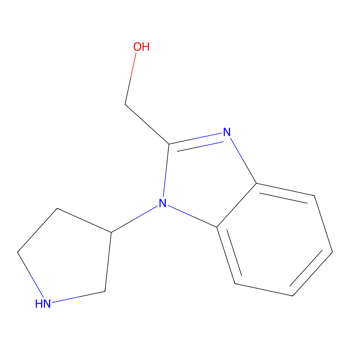 [1-(pyrrolidin-3-yl)-1H-1,3-benzodiazol-2-yl]methanol molecular structure, CAS 1514454-36-4