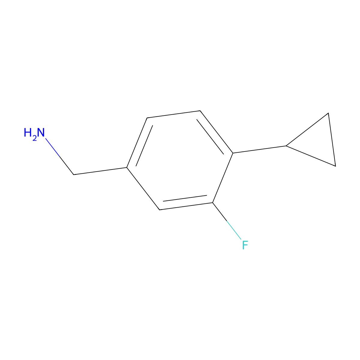 (4-Cyclopropyl-3-fluorophenyl)methanamine molecular structure, CAS 1514473-85-8