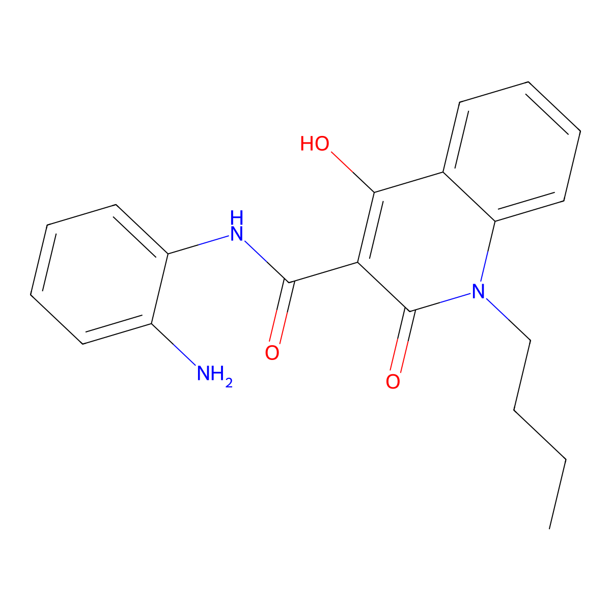 N-(2-aminophenyl)-1-butyl-4-hydroxy-2-oxo-3-quinolinecarboxamide molecular structure, CAS 151449-81-9
