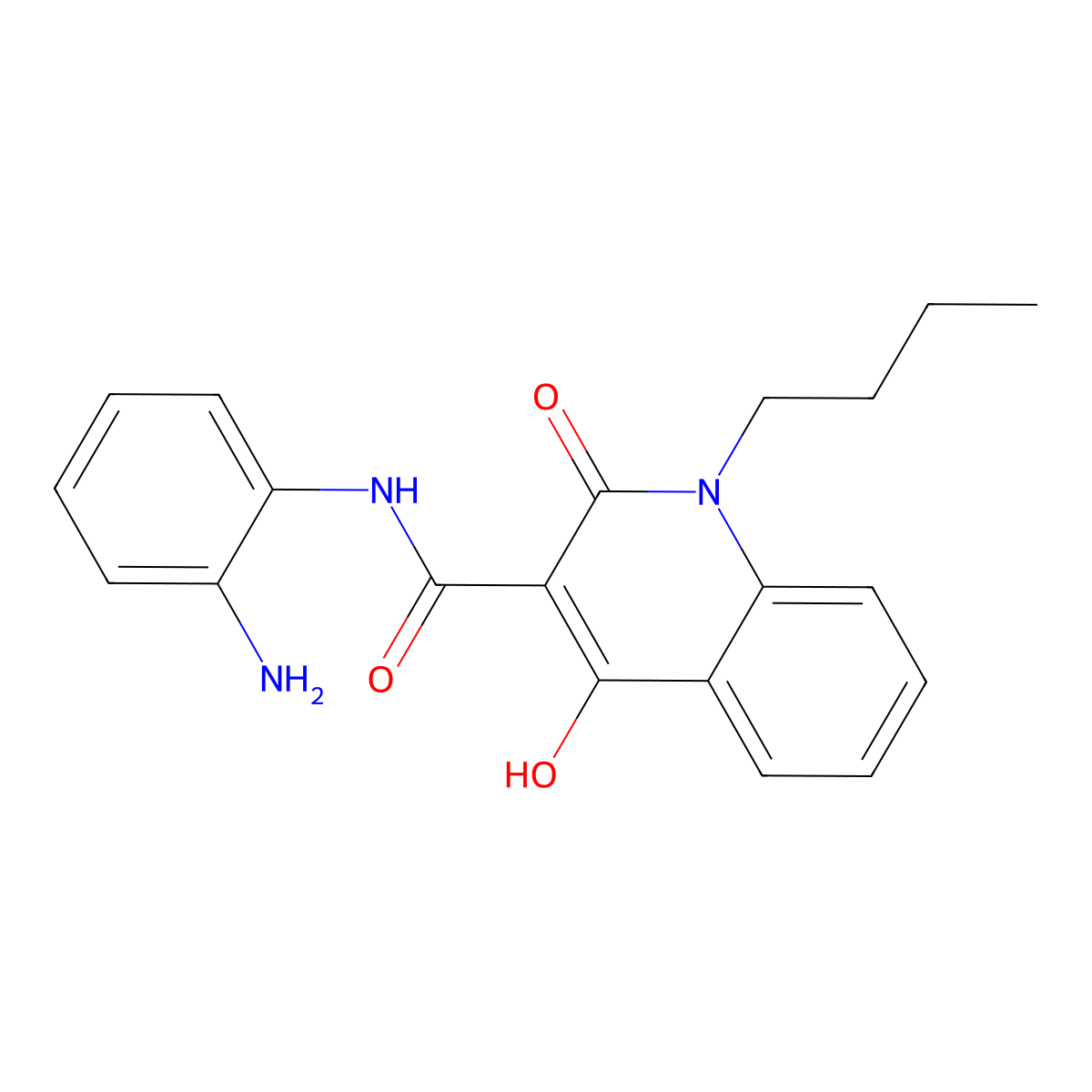 N-(2-aminophenyl)-1-butyl-4-hydroxy-2-oxo-3-quinolinecarboxamide molecular structure, CAS 151449-81-9
