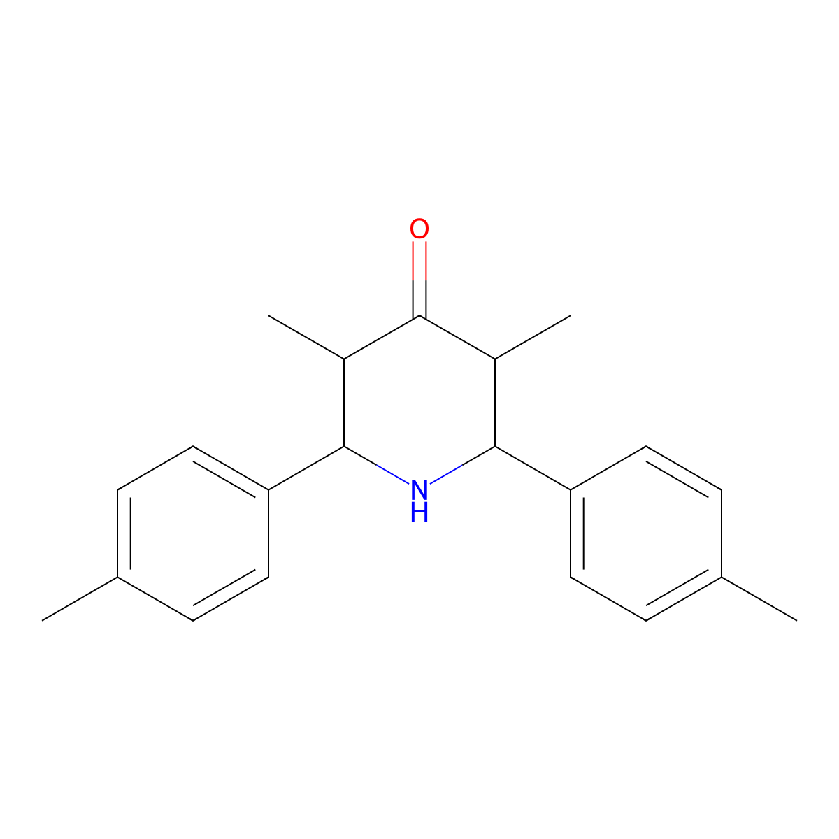 3,5-Dimethyl-2,6-bis(4-methylphenyl)-4-piperidinone molecular structure, CAS 151454-12-5