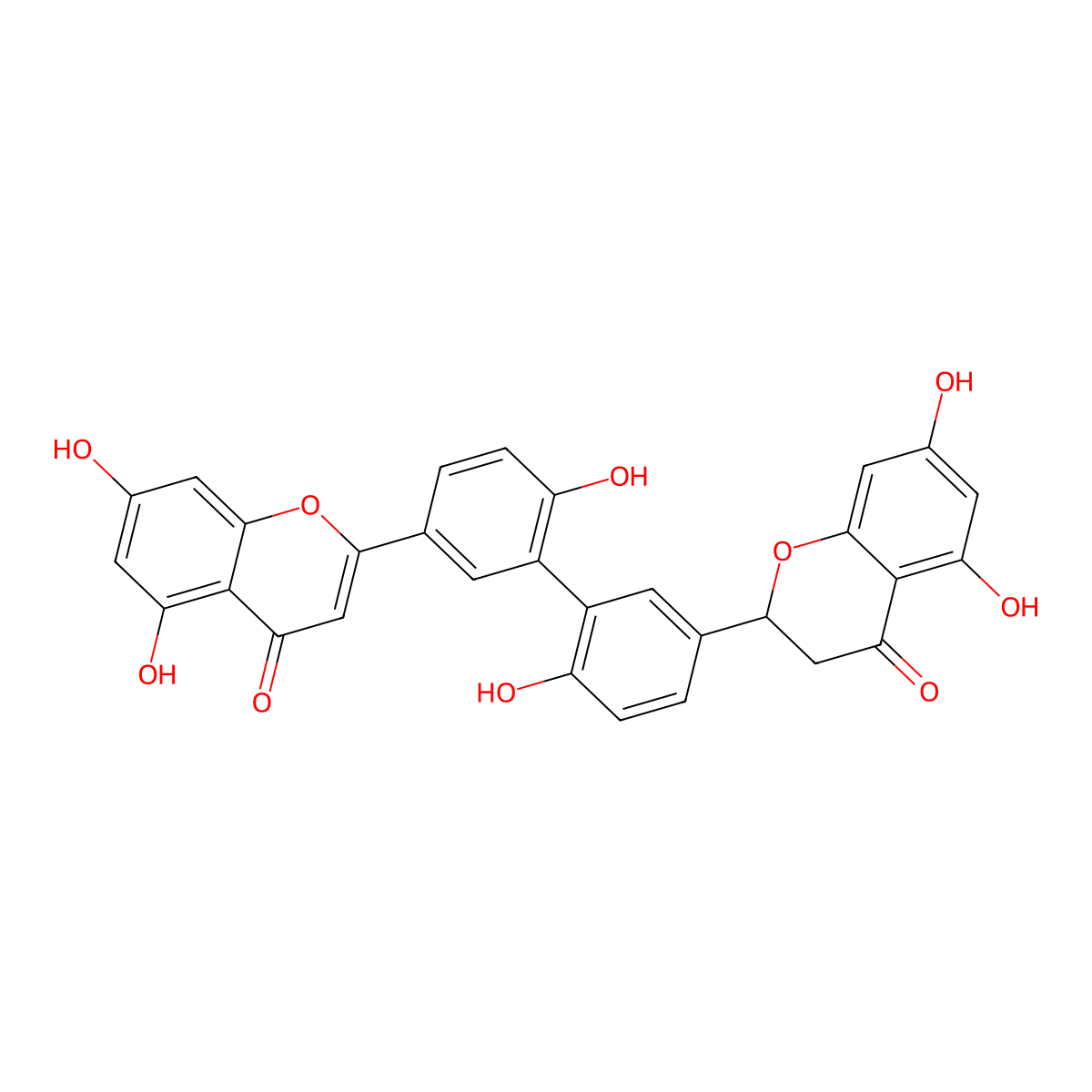 (S)-2-(5'-(5,7-Dihydroxy-4-oxochroman-2-yl)-2',6-dihydroxy-[1,1'-biphenyl]-3-yl)-5,7-dihydroxy-4H-chromen-4-one molecular structure, CAS 151455-25-3