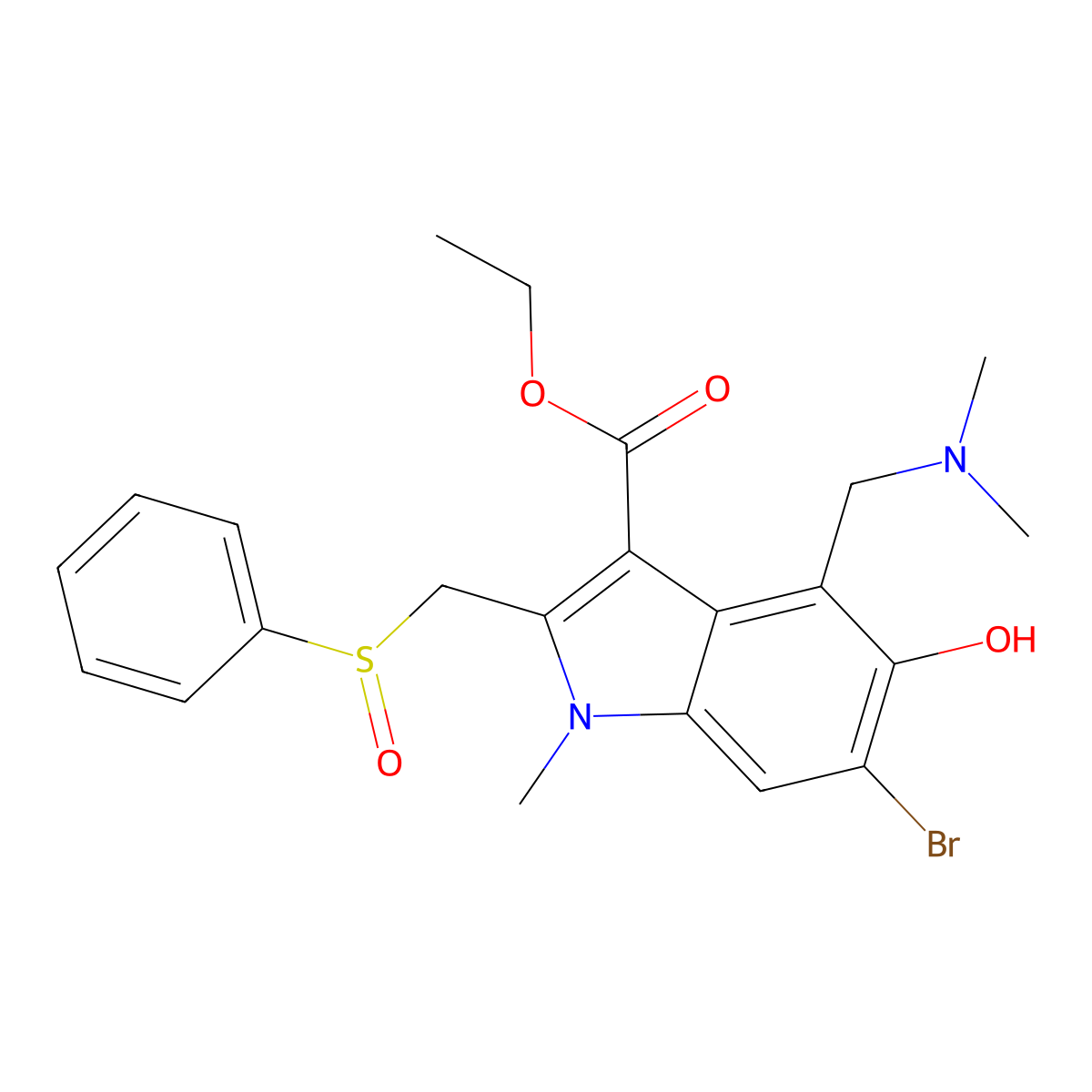 Umifenovir sulfoxide molecular structure, CAS 151455-33-3