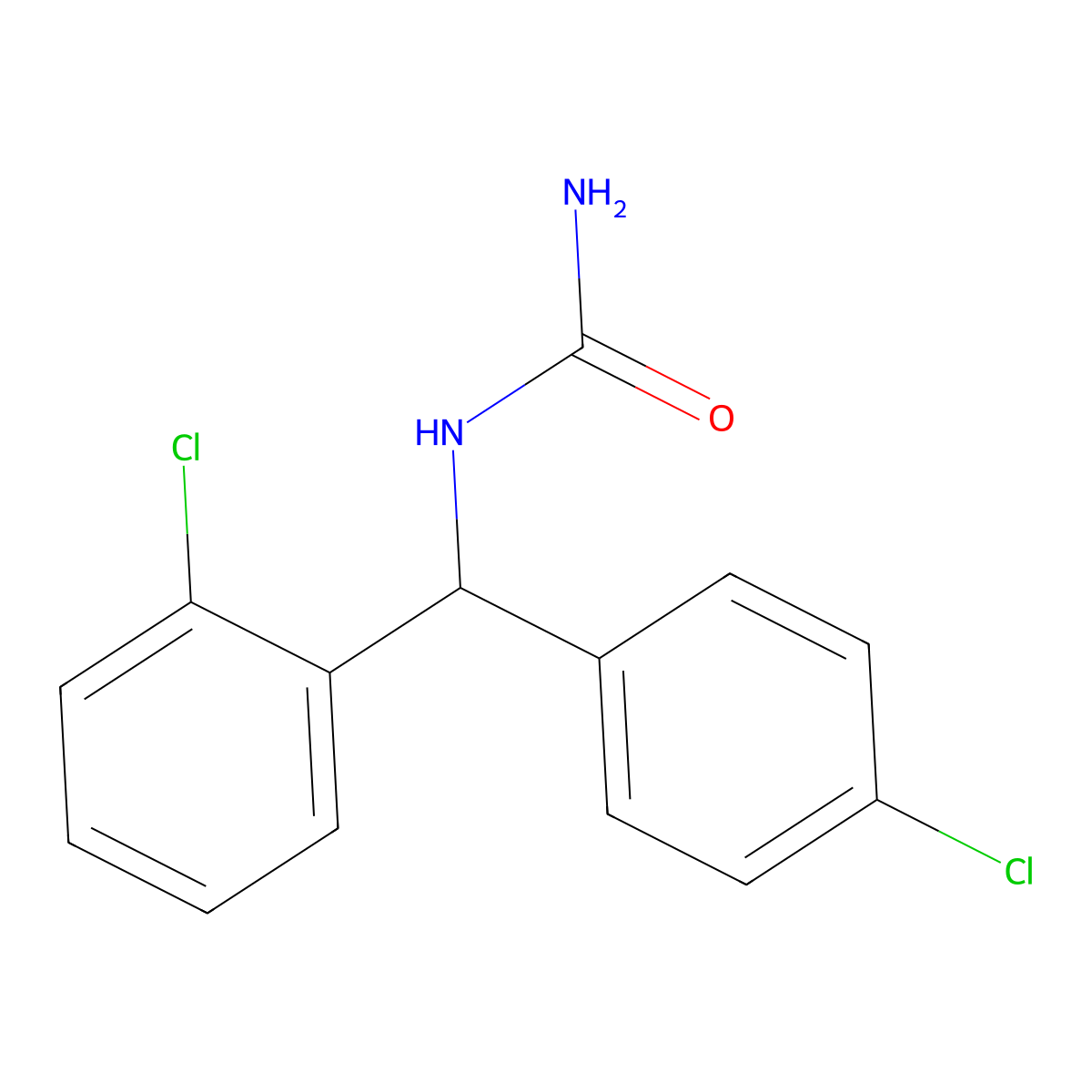 [(2-Chlorophenyl)-(4-chlorophenyl)methyl]urea molecular structure, CAS 151455-38-8